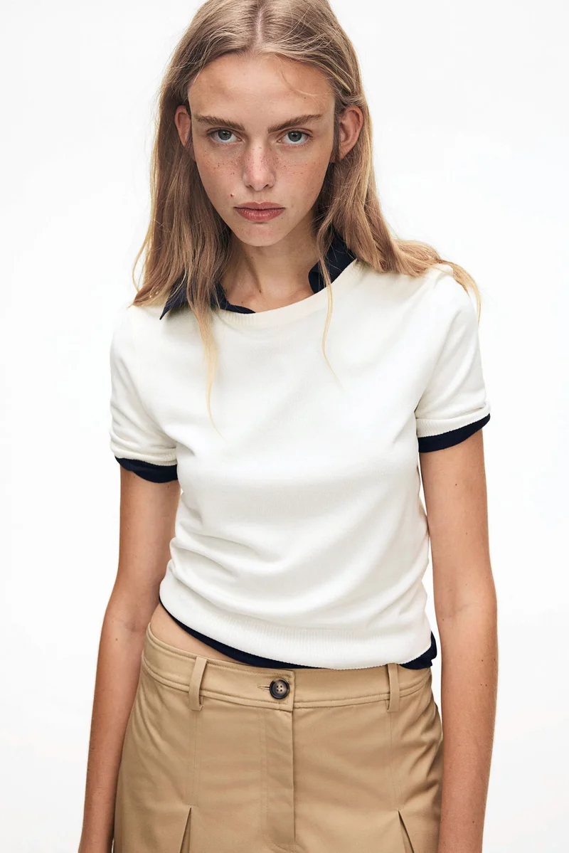 اتش اند ام تيشيرت محبوك ناعم